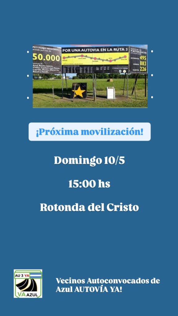 Autovía YA!: nueva movilización en Azul