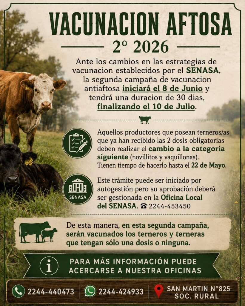 Sanidad Animal: se inicia la segunda campaña anual 2026 de vacunación contra la fiebre aftosa