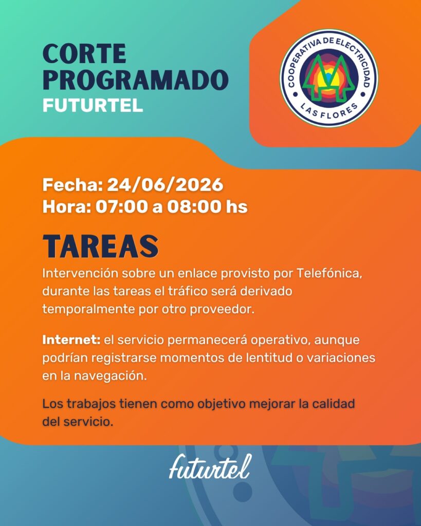 Futurtel informa: corte programado este miércoles