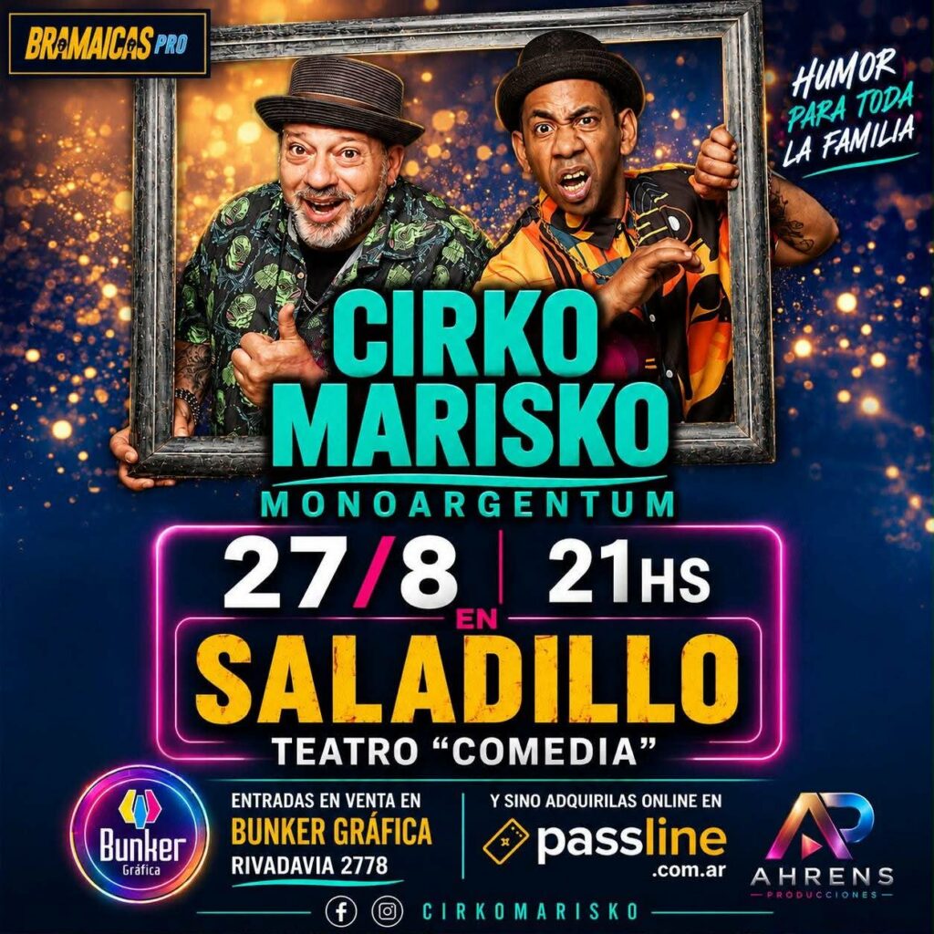 El humor de Cirko Marisko en el Teatro Comedia de Saladillo el próximo Jueves