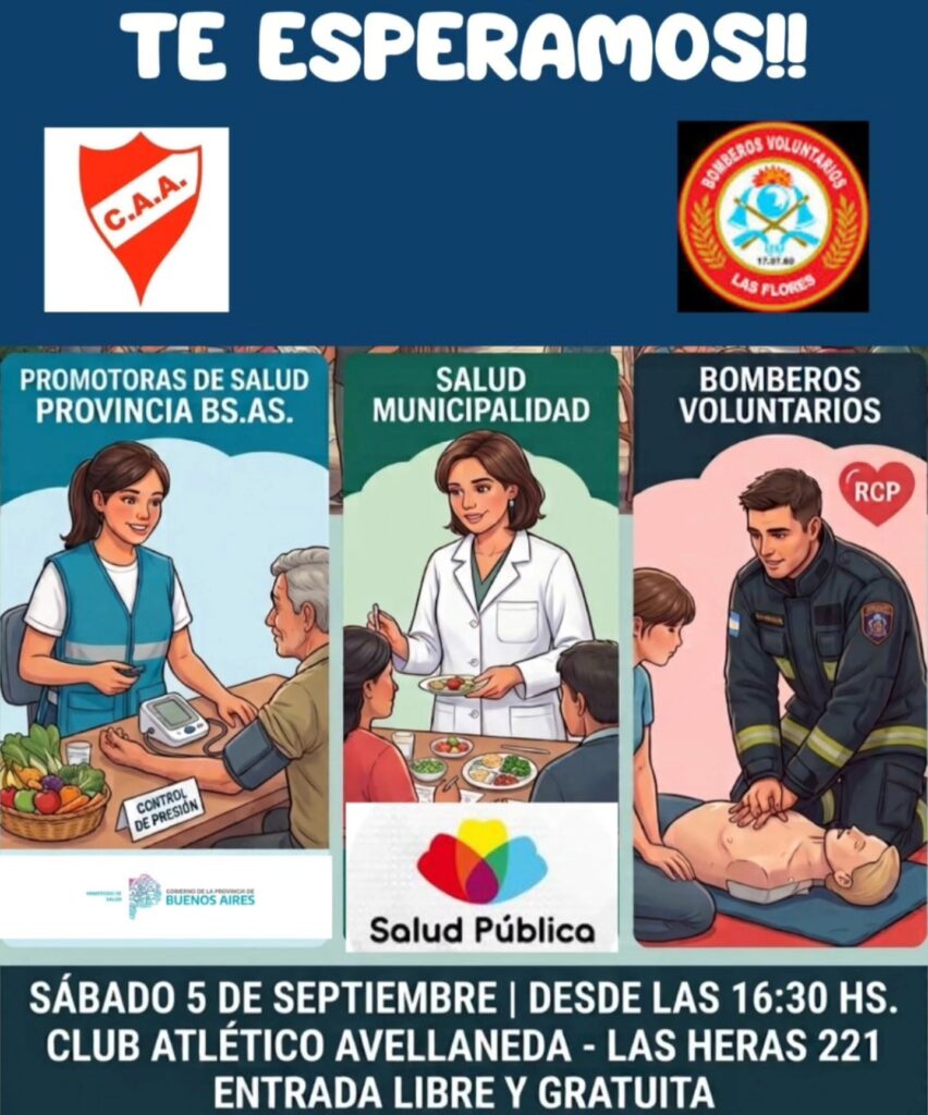Charla-Taller de Reanimación Cardiopulmonar (RCP) y Comida Saludable este sábado en el club Avellaneda