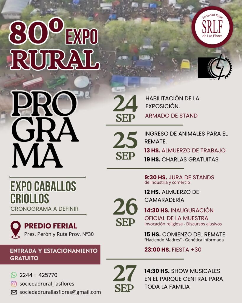 La 80ma. Expo Rural se realizará entre el 24 y 27 de septiembre
