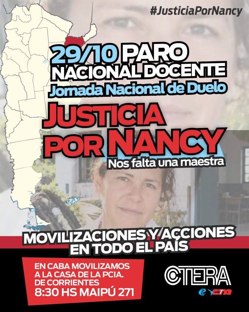 Femicidio de Nancy Godoy: gremios locales adhieren al paro nacional docente para este jueves